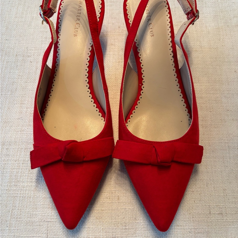 Charter Club Red Bow Slingback Heels